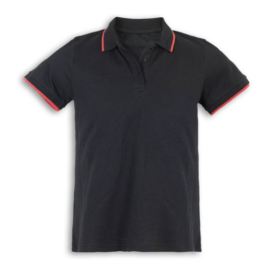 Mens Contrast Stripe Polo Red